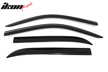 IKON MOTORSPORTS Tape on Window Visors Compatible with 2007-2014 Chevrolet Tahoe, ABS Dark Smoke Rain Guards, Side Window Wind Deflectors 4PCS