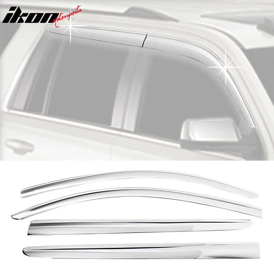 2015-2020 Chevrolet Tahoe Chrome Window Visors Tape On Deflectors 4PCS