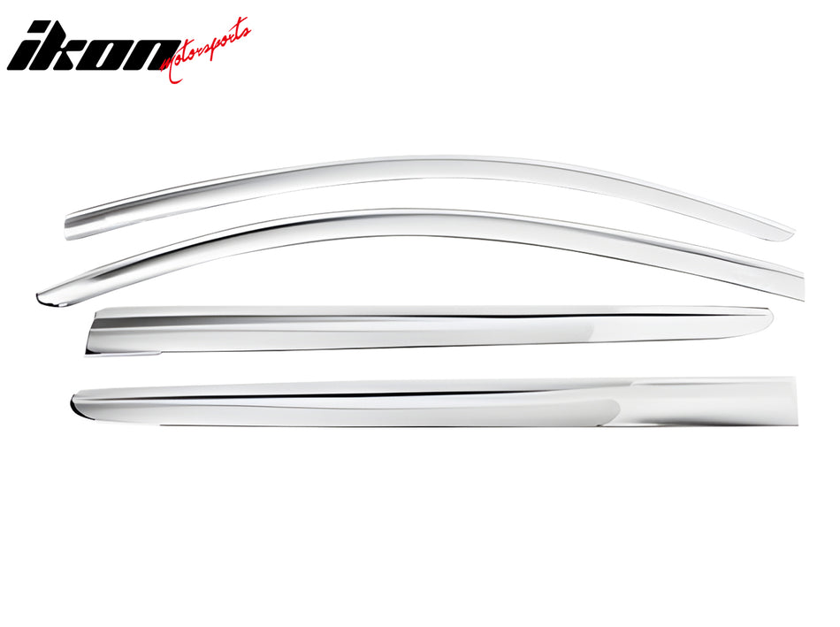 IKON MOTORSPORTS Tape on Window Visors Compatible with 2015-2020 Chevrolet Tahoe, ABS Chrome Rain Guards, Side Window Wind Deflectors 4PCS