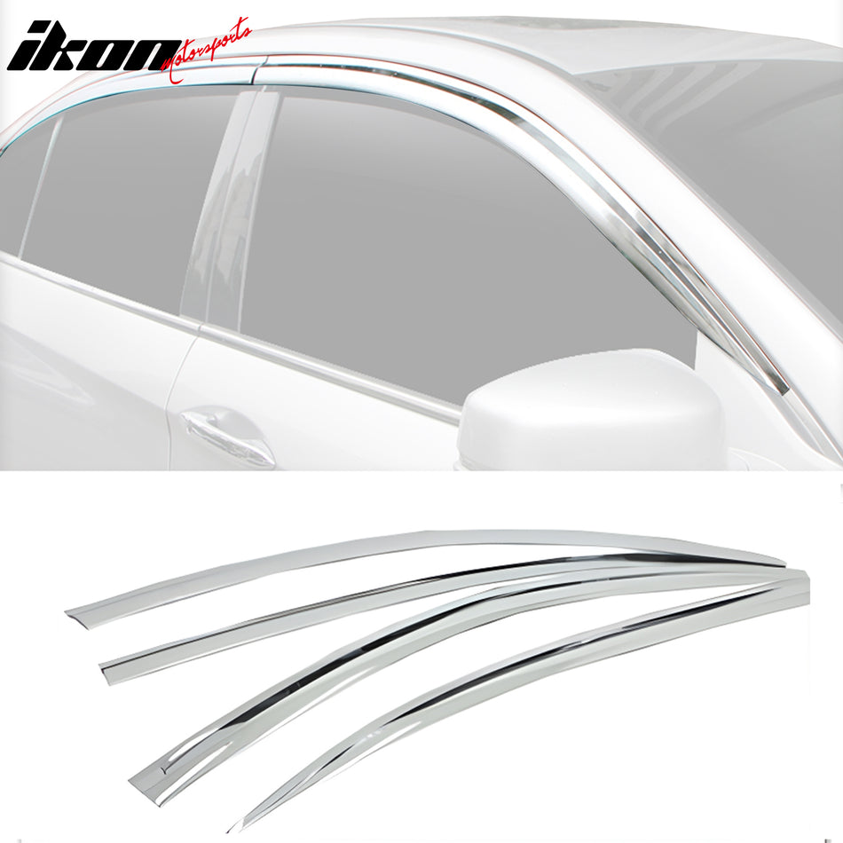 2013-2017 Honda Accord Sedan Chrome ABS Window Visors Tape On 4PCS