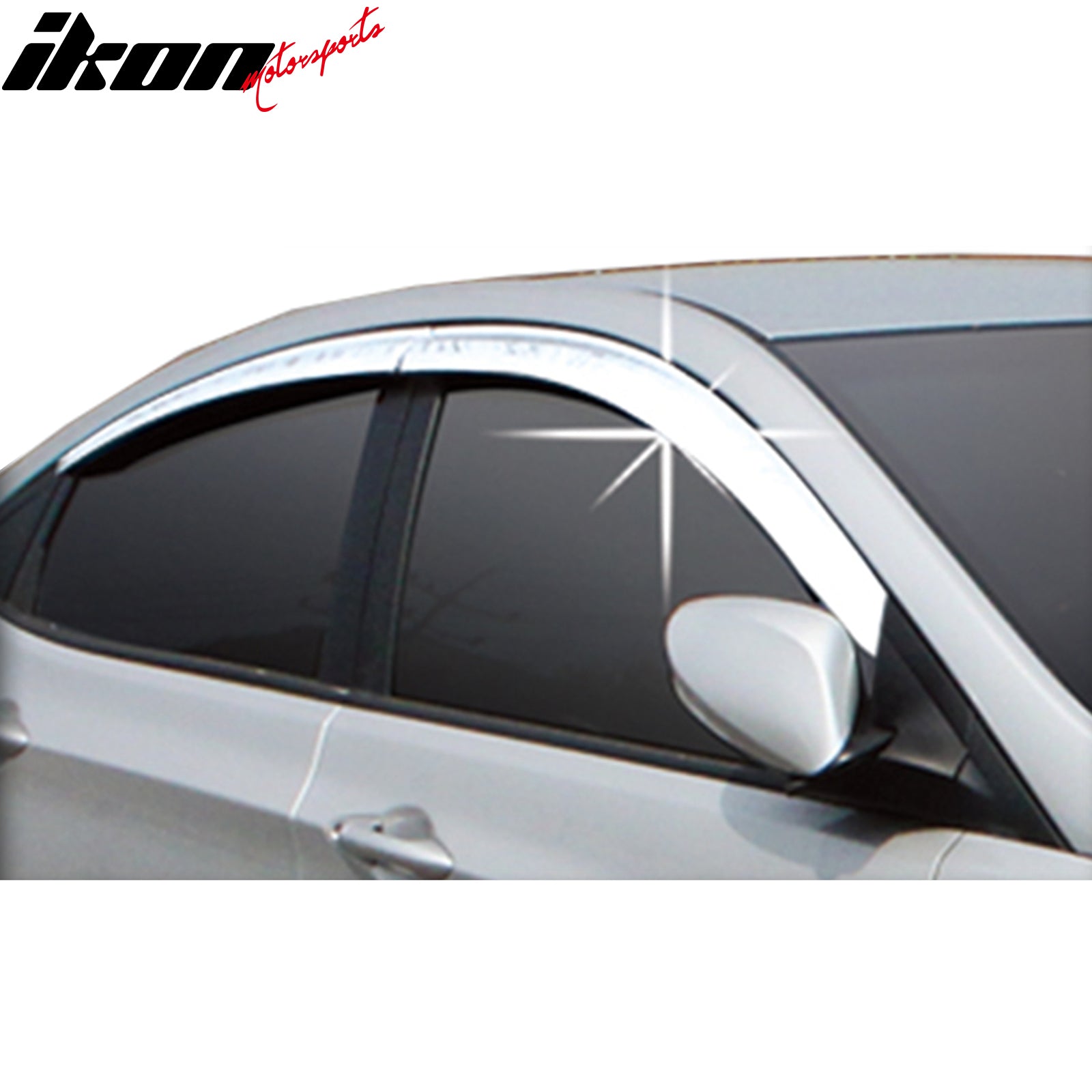 Fits 12-17 Hyundai Accent Sedan Side Window Visors Vent Deflectors 4PCS Chrome