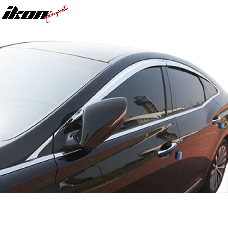 2012-2017 Hyundai Azera Chrome ABS Window Visor Tape On Deflector 6PCS