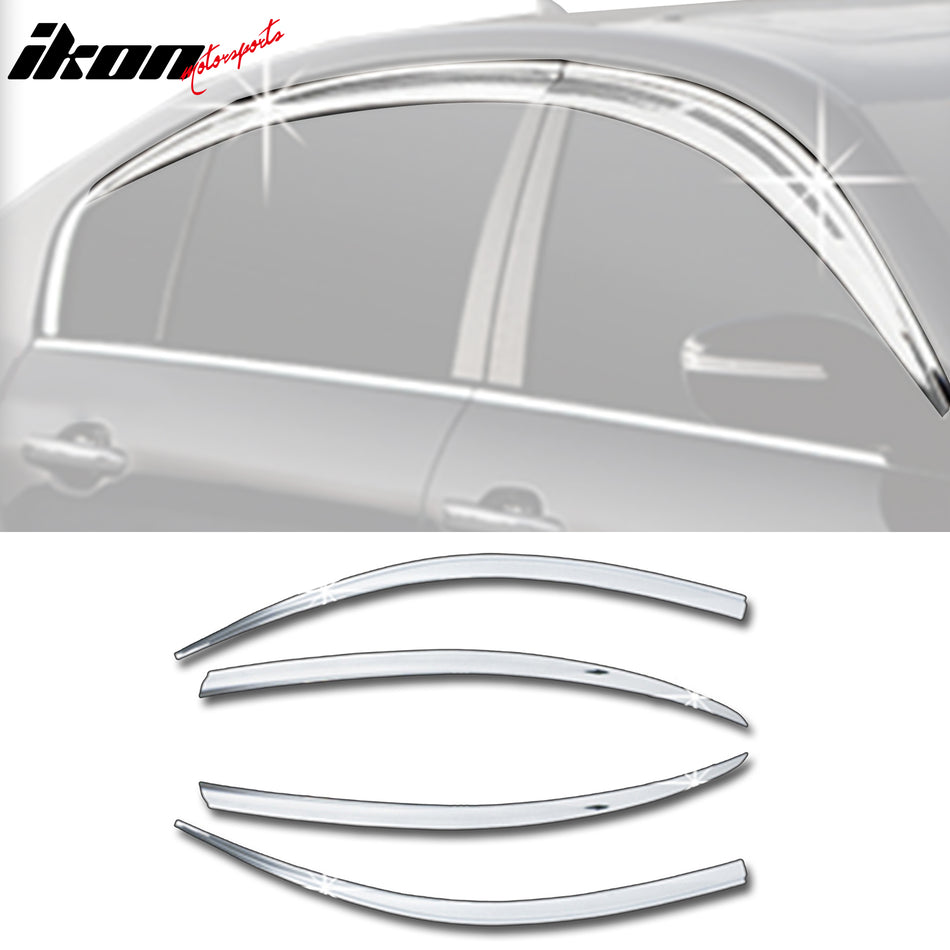 2009-2014 Hyundai Genesis Chrome Window Visors Tape On Deflectors 4PCS