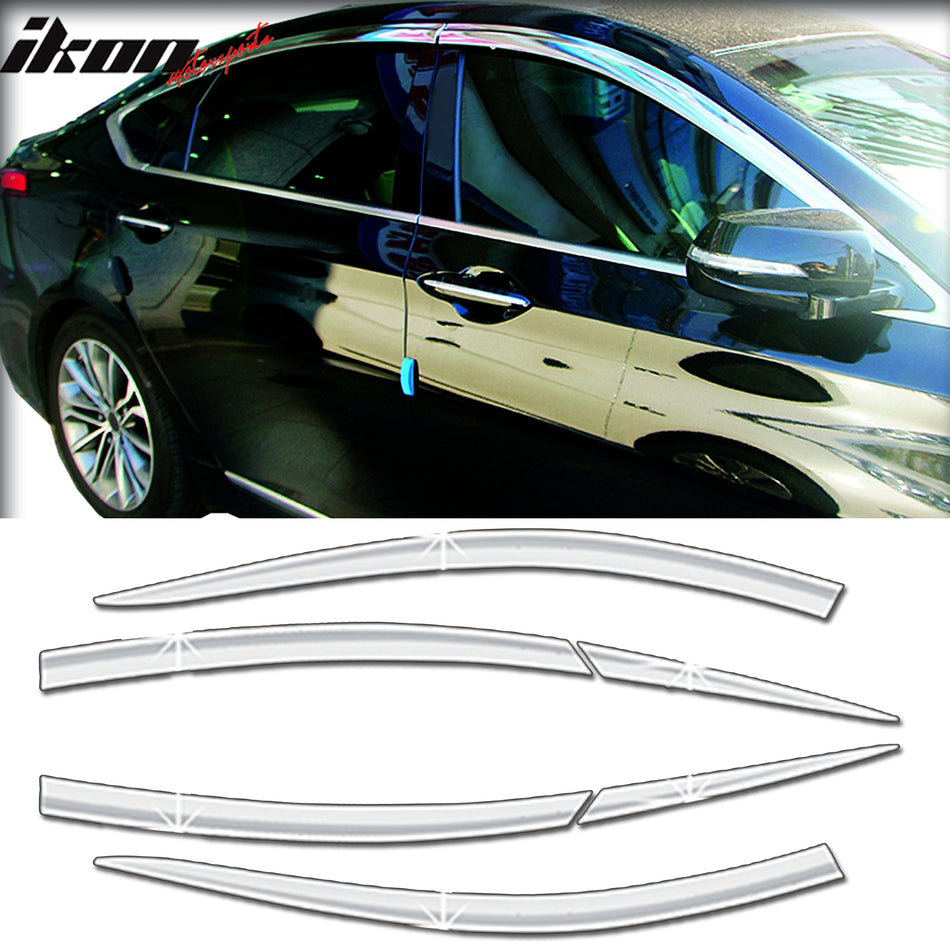 2015-2016 Hyundai Genesis Window Visor ABS Chrome Sun Rain Guard 6PC