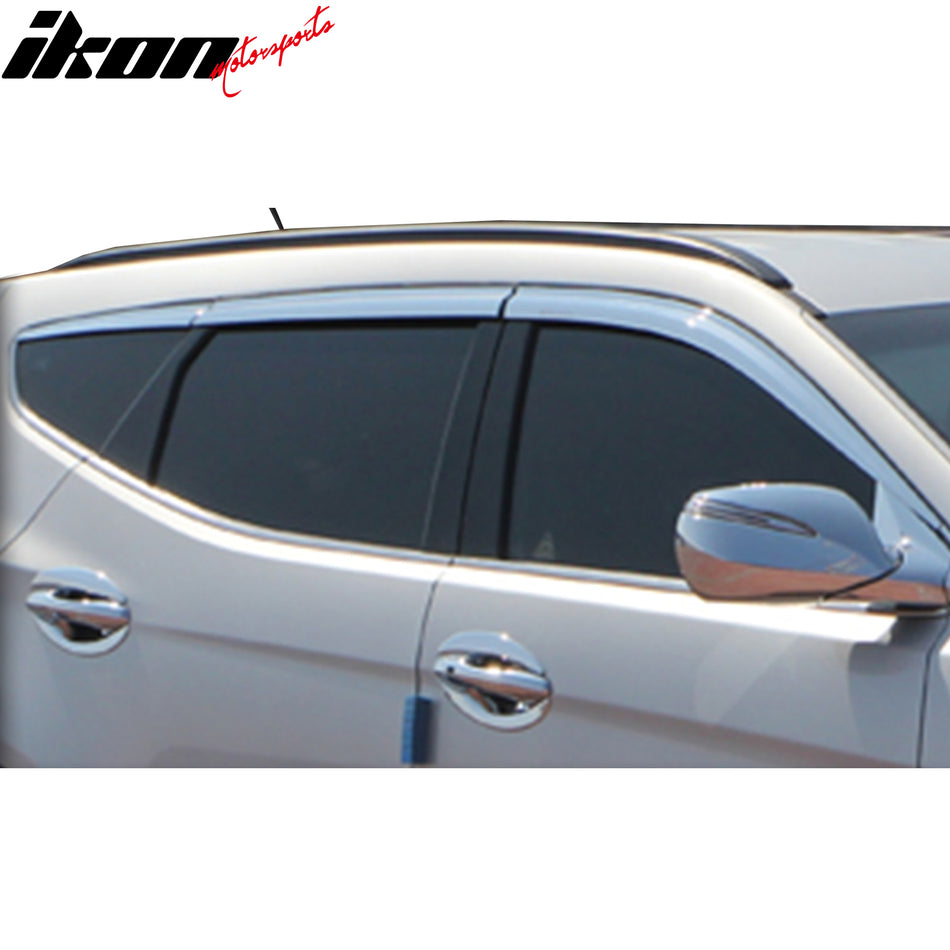 2014-2016 Hyundai Santa Fe Sport Window Visor ABS Chrome Sun Guard 6PC