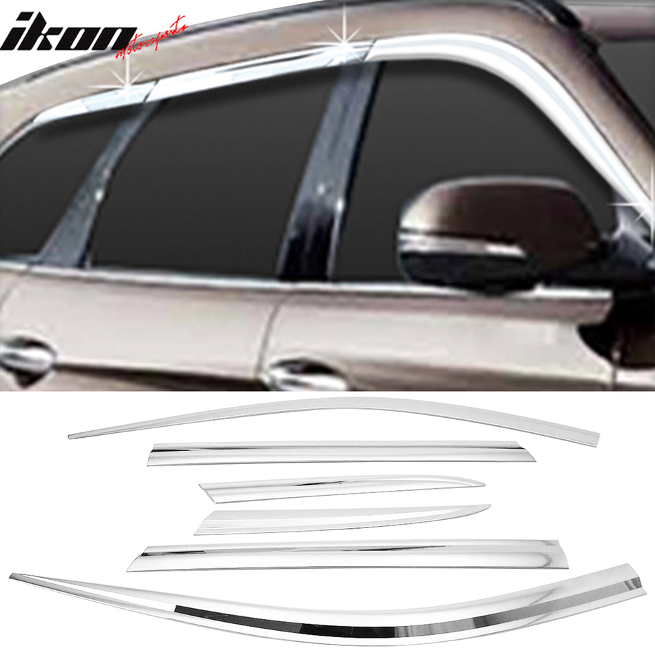 2017-2018 Hyundai Santa Fe Tape-On Chrome 6PCS Window Visors Guard ABS