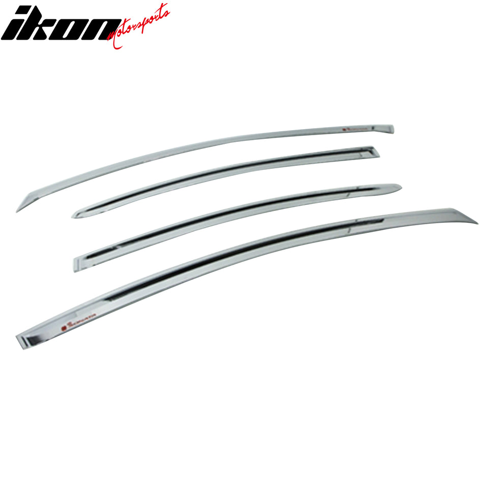 2011-2014 Hyundai Sonata Tape-On Chrome 4PCS Window Visors Guards ABS