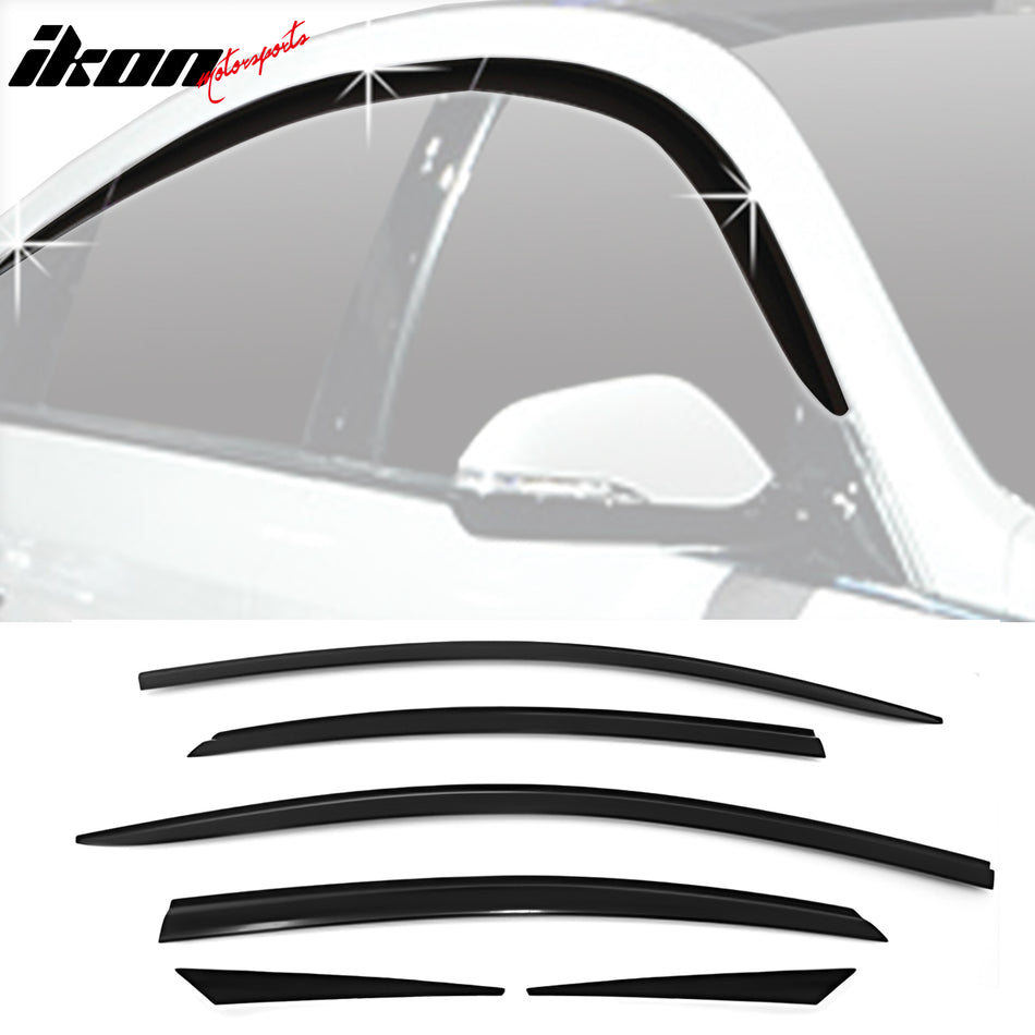 2015-2019 Hyundai Sonata Dark Smoke ABS Window Visors Tape On 6PCS