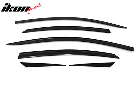 IKON MOTORSPORTS Tape on Window Visors Compatible with 2015-2019 Hyundai Sonata, ABS Dark Smoke Rain Guards, Side Window Wind Deflectors 6PCS