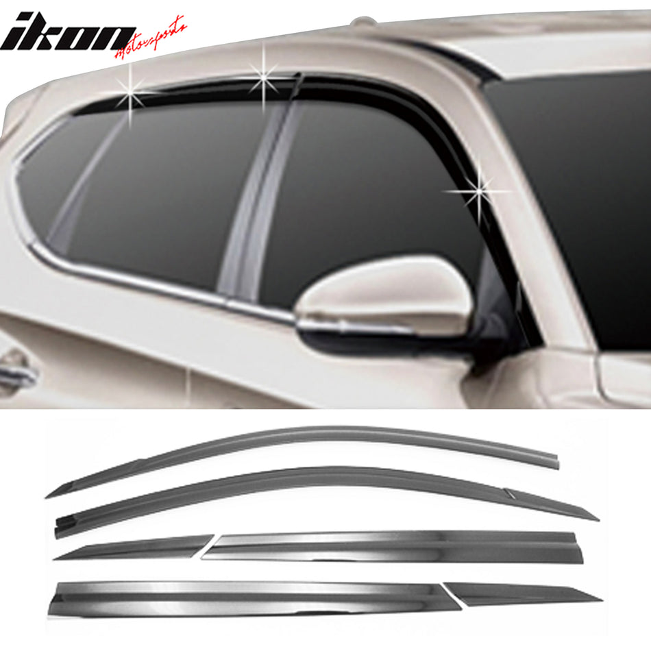 2016-2021 Hyundai Tucson Tape-On Dark Smoke 6PCS Window Visors ABS