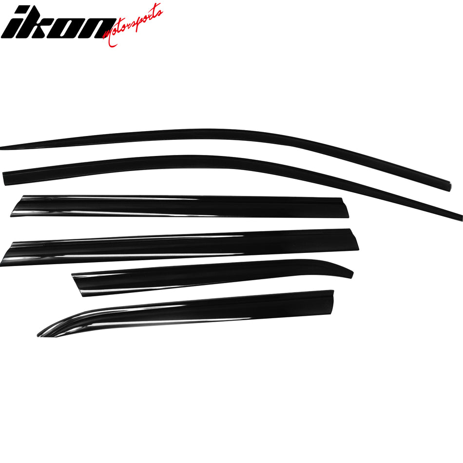 2011-2021 Jeep Grand Cherokee Tape-On Dark Smoke 6PC Window Visors ABS