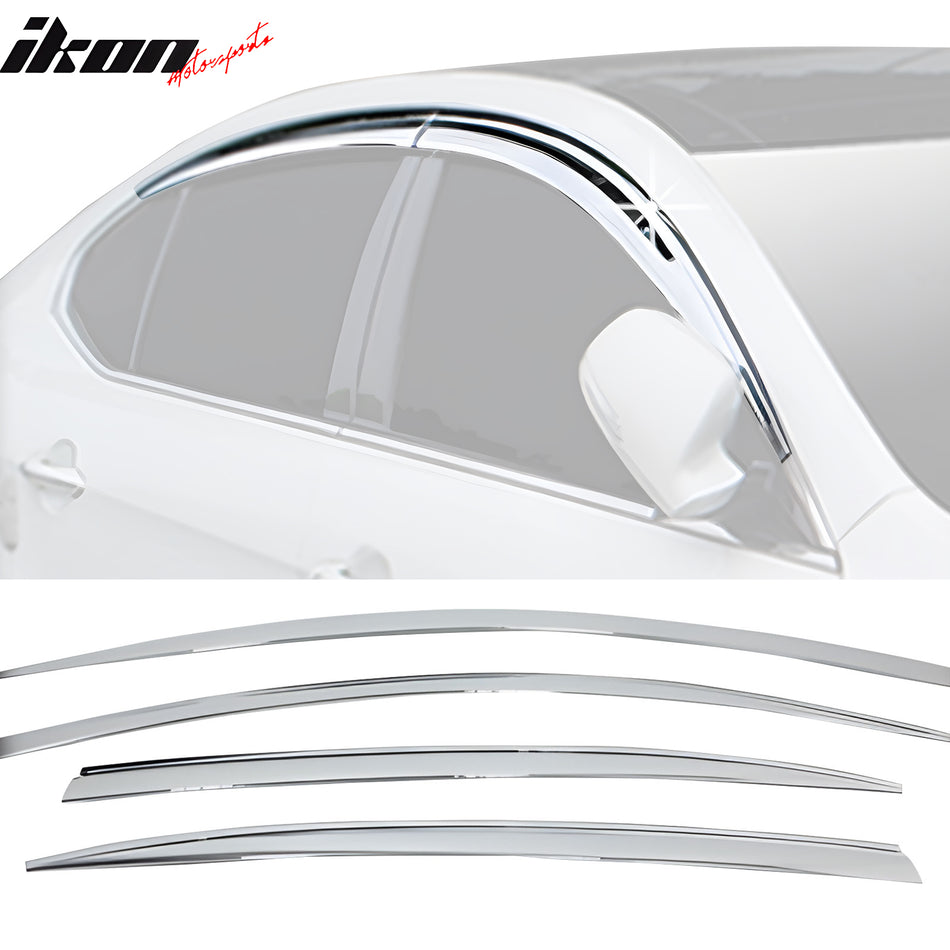 2014-2016 Kia Cadenza Chrome ABS Window Visors Tape On Deflectors 4PCS