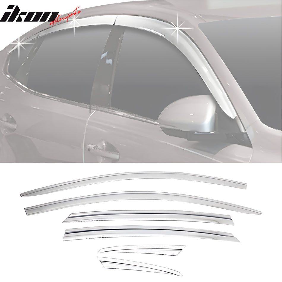 2017-2020 Kia Cadenza Chrome ABS Window Visors Tape On Deflectors 6PCS