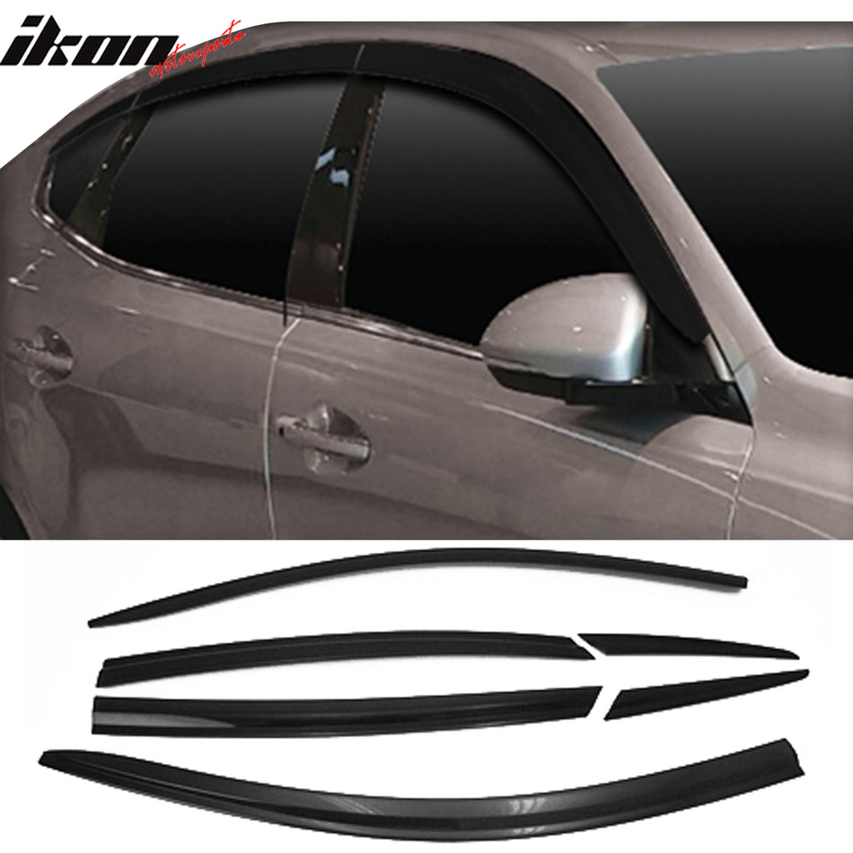 2017-2020 Kia Cadenza Tape-On Dark Smoke 6PCS Window Visors Guards ABS