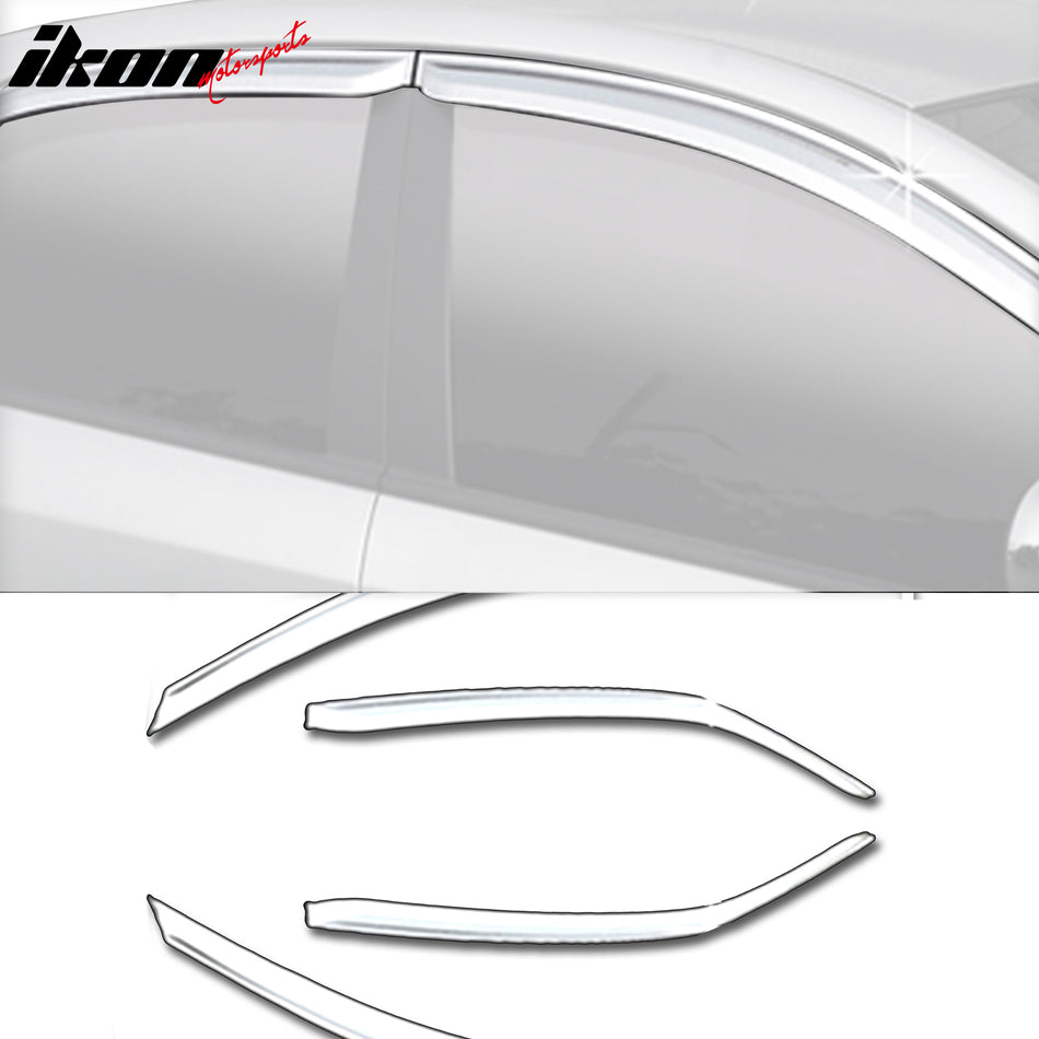 2009-2013 Kia Forte All Models Chrome ABS Window Visors Tape On 4PCS