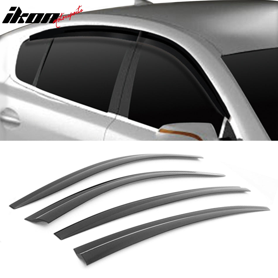 2015-2018 Kia K900 Dark Smoke ABS Window Visors Tape On Deflectors 4PC