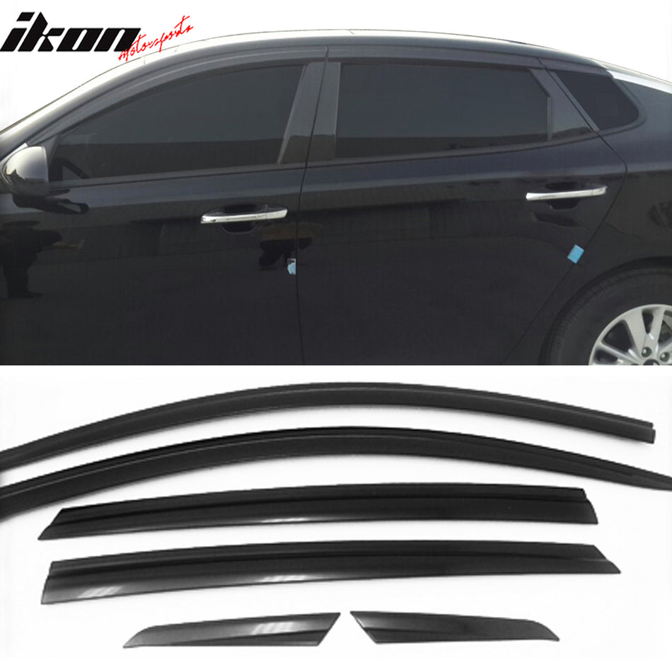 2016-2020 Kia Optima Window Visor ABS Dark Smoke Sun Rain Guard 6PC