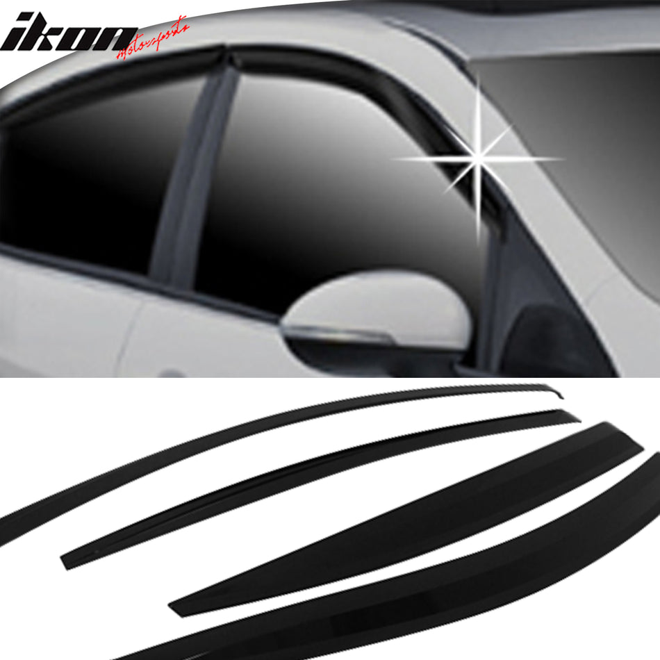 2012-2017 Kia Rio Sedan Tape-On Dark Smoke 4PC Window Visors Guard ABS