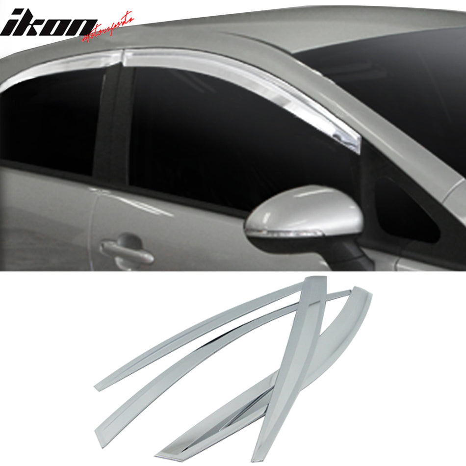 2012-2017 Kia Rio 5DR Window Visor ABS Chrome Sun Rain Guard 4PC Vent