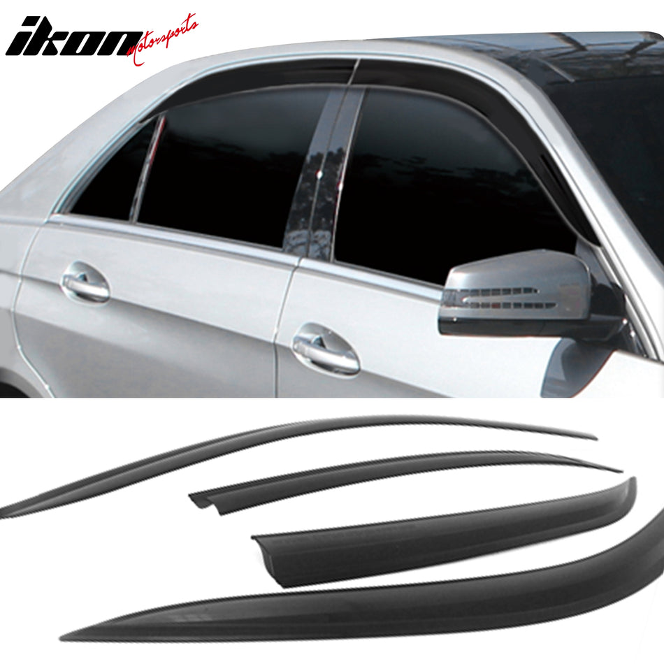 2010-2016 Benz W212 E-Class Dark Smoke Window Visor Rain Sun Guard ABS