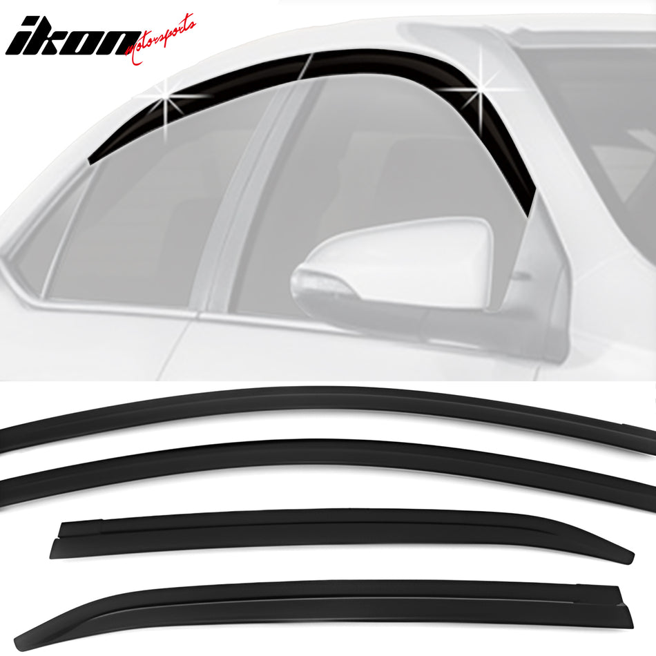 2014-2019 Toyota Corolla Sedan Dark Smoke ABS Window Visor Tape On 4PC