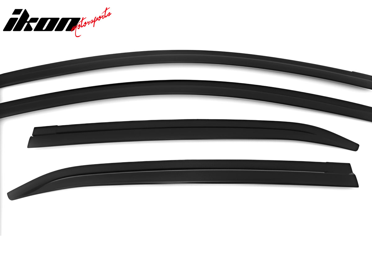 IKON MOTORSPORTS Tape on Window Visors Compatible with 2014-2019 Toyota Corolla Sedan, ABS Dark Smoke Rain Guards, Side Window Wind Deflectors 4PCS