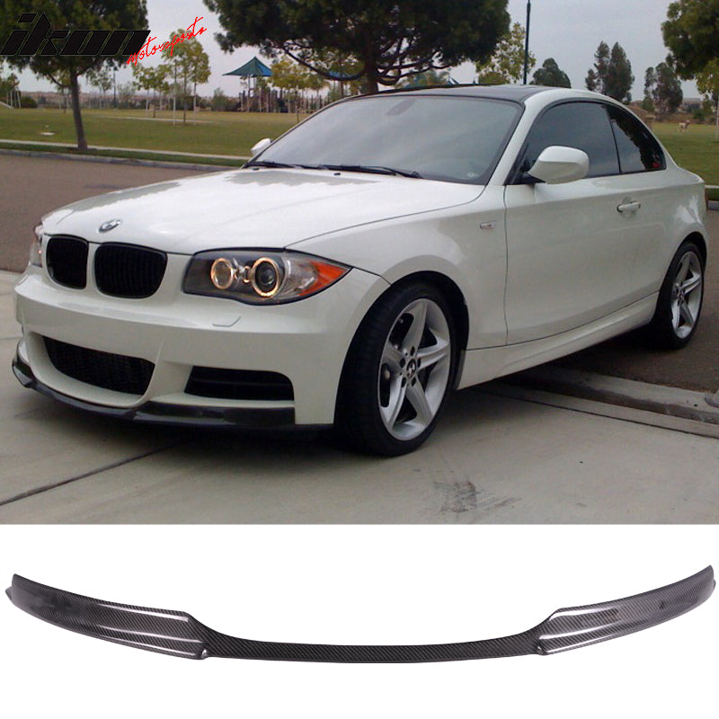 Front Bumper Lip Compatible With 2008-2013 BMW E82, M-Tech M Sport Only Carbon Fiber CF Front Lip Protector Splitter by IKON MOTORSPORTS, 2009 2010 2011 2012