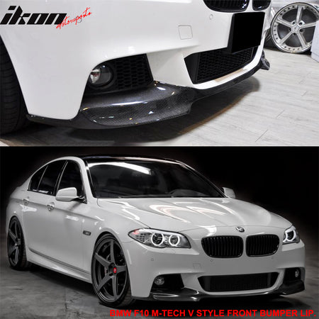 Fits 11-16 BMW F10 M-Tech M-Sport V Style Front Bumper Lip - Matte Carbon Fiber