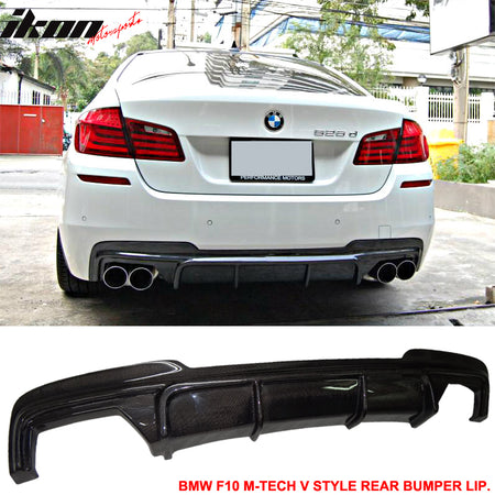 Fits 11-16 BMW F10 M-Sport V Style Rear Bumper Lip Diffuser Matte Carbon Fiber