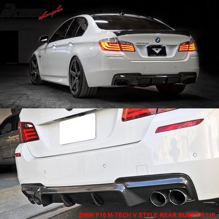 Fits 11-16 BMW F10 M-Sport V Style Rear Bumper Lip Diffuser Matte Carbon Fiber