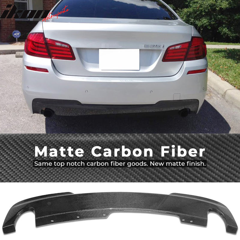 Fits 11-16 BMW F10 535 M Sport OE Style Rear Bumper Diffuser Matte Carbon Fiber