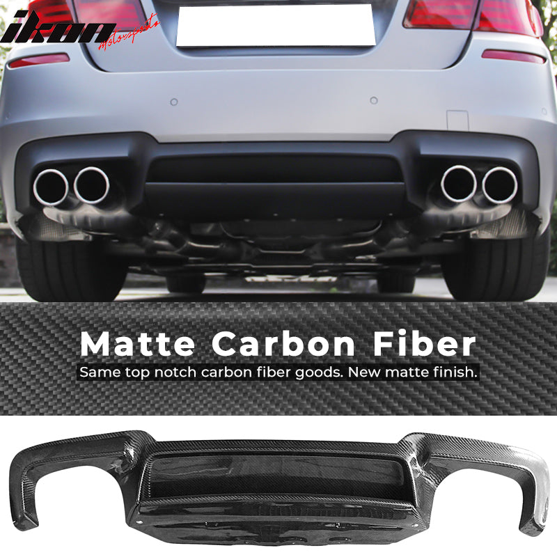 Fits 12-16 BMW F10 M5 RZ Style Rear Bumper Lip Diffuser - Matte Carbon Fiber