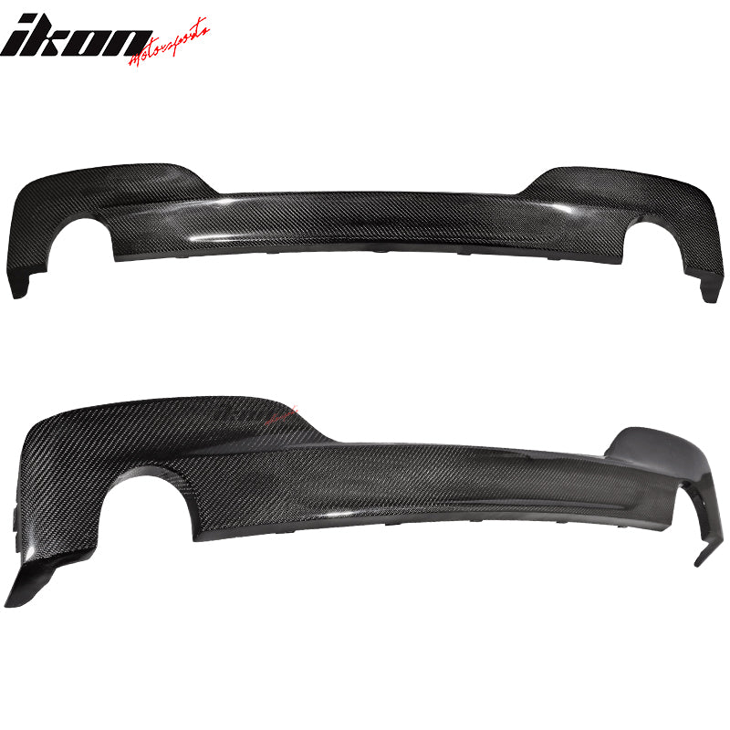 IKON MOTORSPORTS, Matte Carbon Fiber Rear Diffuser Compatible With 2012-2017 BMW F12 F13 640i, M-Tech M Sport Factory Style Rear Bumper Lip, 2013 2014 2015 2016