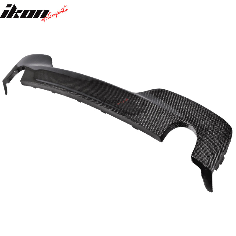 IKON MOTORSPORTS, Matte Carbon Fiber Rear Diffuser Compatible With 2012-2017 BMW F12 F13 640i, M-Tech M Sport Factory Style Rear Bumper Lip, 2013 2014 2015 2016