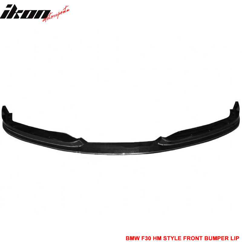 Fits 12-15 BMW F30 3-Series 4Dr HM Style Front Bumper Lip - Matte Carbon Fiber