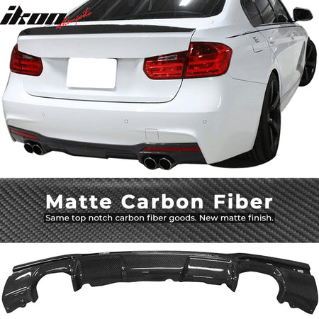 Fits 12-18 BMW F30 Sedan 3D Style Rear Bumper Lip Diffuser Matte Carbon Fiber