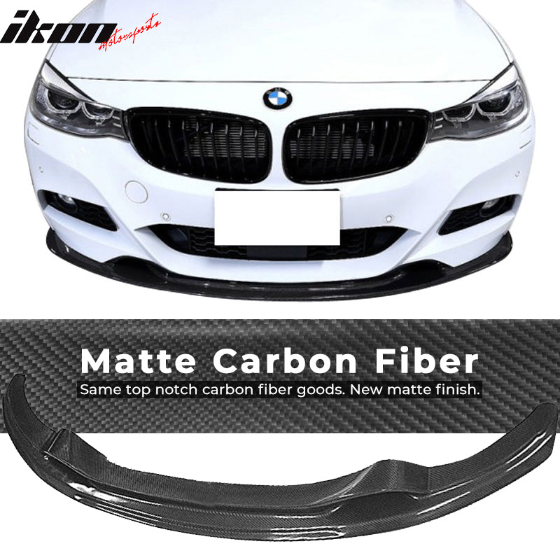 Fits 14-16 BMW F34 M Sport M-Tech 3D Style Front Bumper Lip Matte Carbon Fiber