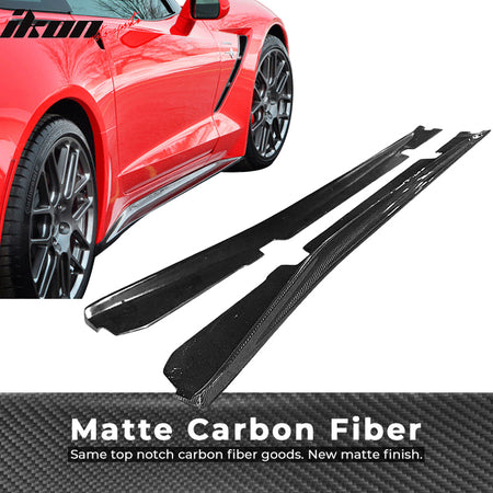 Fits 14-19 Chevrolet Corvette C7 ST Style Side Skirts 2PC - Matte Carbon Fiber