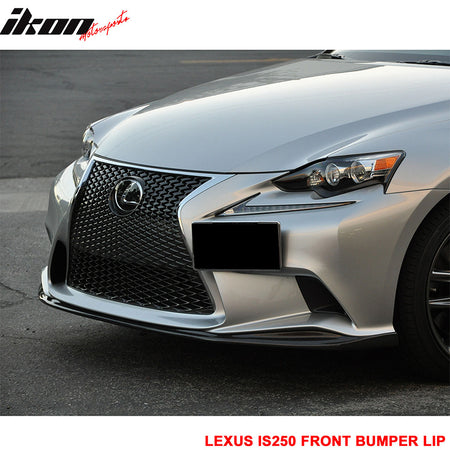 IKON MOTORSPORTS, Matte Carbon Fiber Front Bumper Lip Compatible With 2013-2015 Lexus IS250 IS350 IS300h F-Sport, SK Style Front Lip Spoiler, 2014