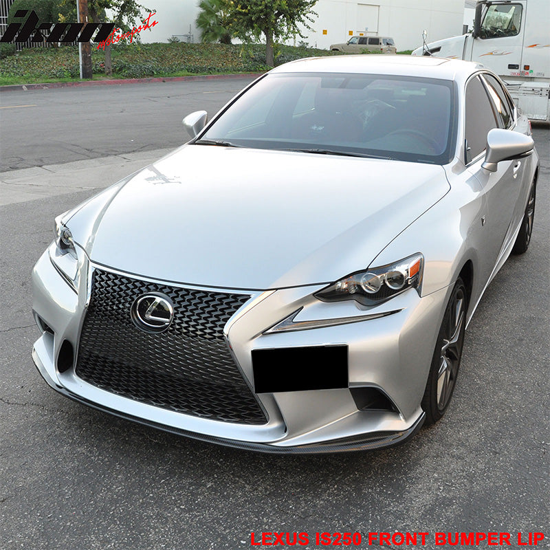 IKON MOTORSPORTS, Matte Carbon Fiber Front Bumper Lip Compatible With 2013-2015 Lexus IS250 IS350 IS300h F-Sport, SK Style Front Lip Spoiler, 2014