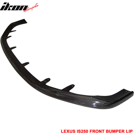 IKON MOTORSPORTS, Matte Carbon Fiber Front Bumper Lip Compatible With 2013-2015 Lexus IS250 IS350 IS300h F-Sport, SK Style Front Lip Spoiler, 2014