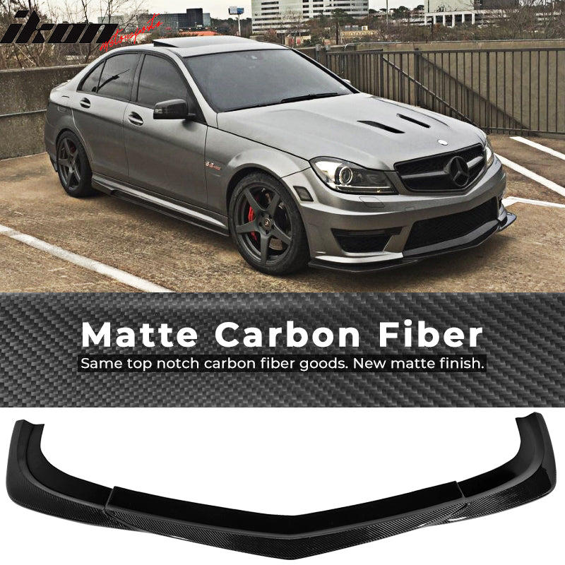 Fits 12-15 Benz W204 C63 AMG GH Style Front Bumper Lip Matte Carbon Fiber