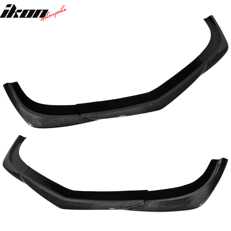 IKON MOTORSPORTS, Matte Carbon Fiber Front Bumper Lip Compatible With 2012-2015 Mercedes-Benz W204, C-Class C63 AMG GH Style Front Lip Spoiler, 2013 2014