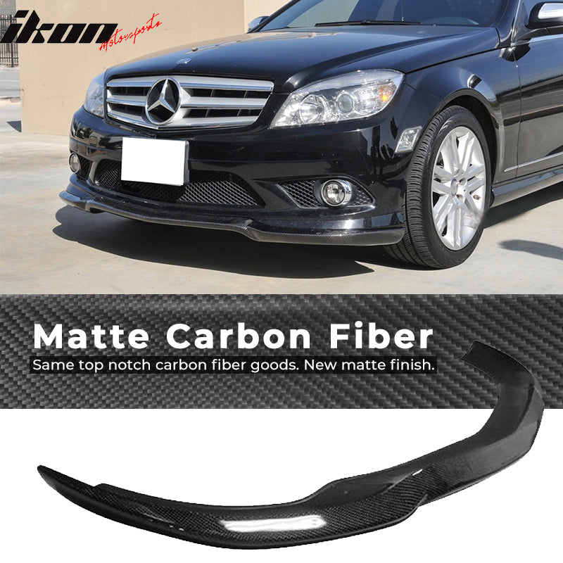 Fits 08-11 Mercedes W204 C-Class CS Style Front Bumper Lip Matte Carbon Fiber