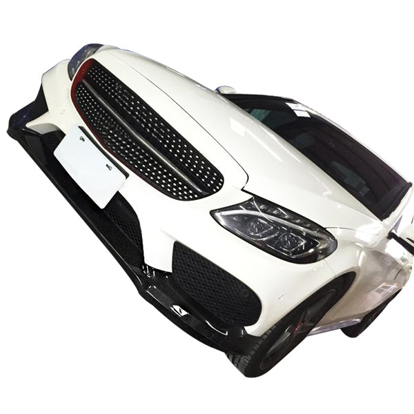 Fits 15-16 C-Class W205 AMG Sports CS Style Front Bumper Lip Matte Carbon Fiber