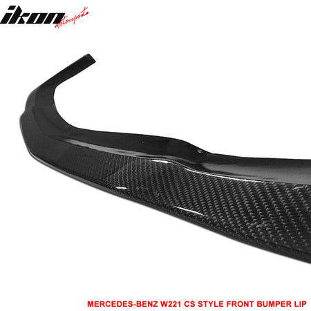 Fits 07-13 Benz W221 S-Class CS Style Front Bumper Lip - Matte Carbon Fiber