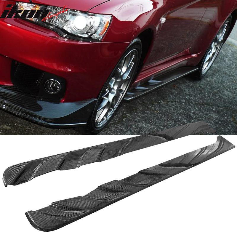 Fits 08-16 Mitsubishi Lancer EVO X Jun Style Side Skirts 2PC Matte Carbon Fiber