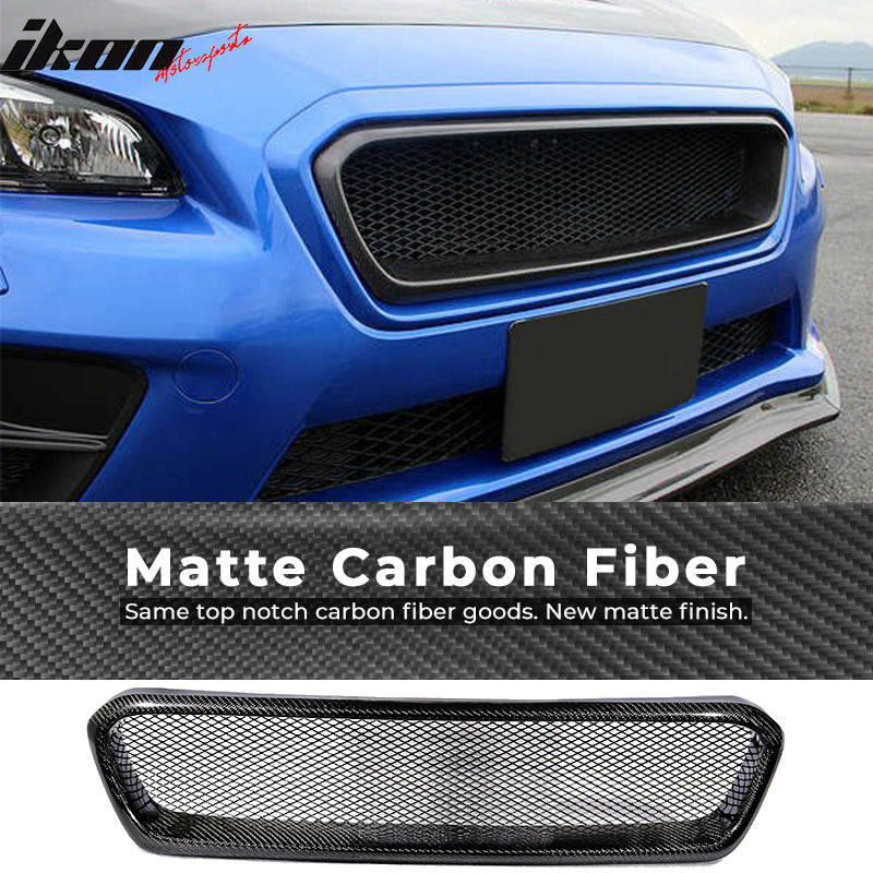 Fits 15-17 Subaru WRX STI CS Style Front Grille Cover Trim - Matte Carbon Fiber