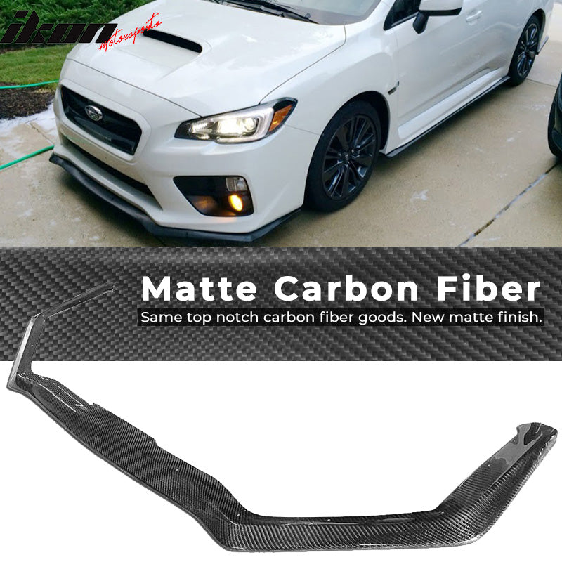 Fits 15-17 Subaru WRX STI HT Style Front Bumper Lip Spoiler Matte Carbon Fiber