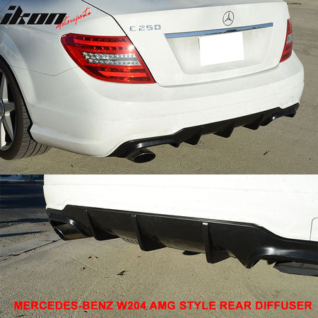 Fits 12-14 Benz W204 C-Class C180 C250 C300 C350 C63 AMG Rear Bumper Diffuser